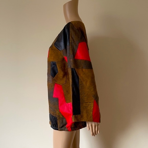 VINTAGE | Leather patchwork top - Picture 4 of 12